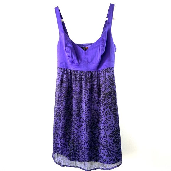 G by Guess Purple Bodice Animal Print Dress Small - Picture 3 of 7